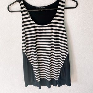 black & white stripped razor back tank top